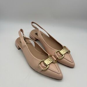Marian Pink Leather Slingback Ballet Flats